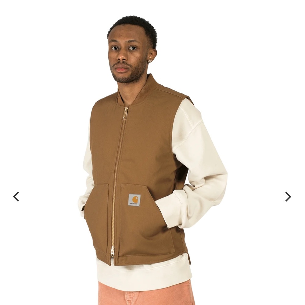 Mens Carhartt vest zip up pockets brown size M